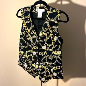 Jones New York gold chain print vest